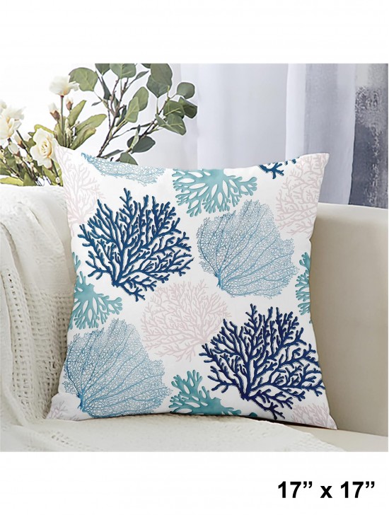 Double Sided Coral Print Cushion & Filler